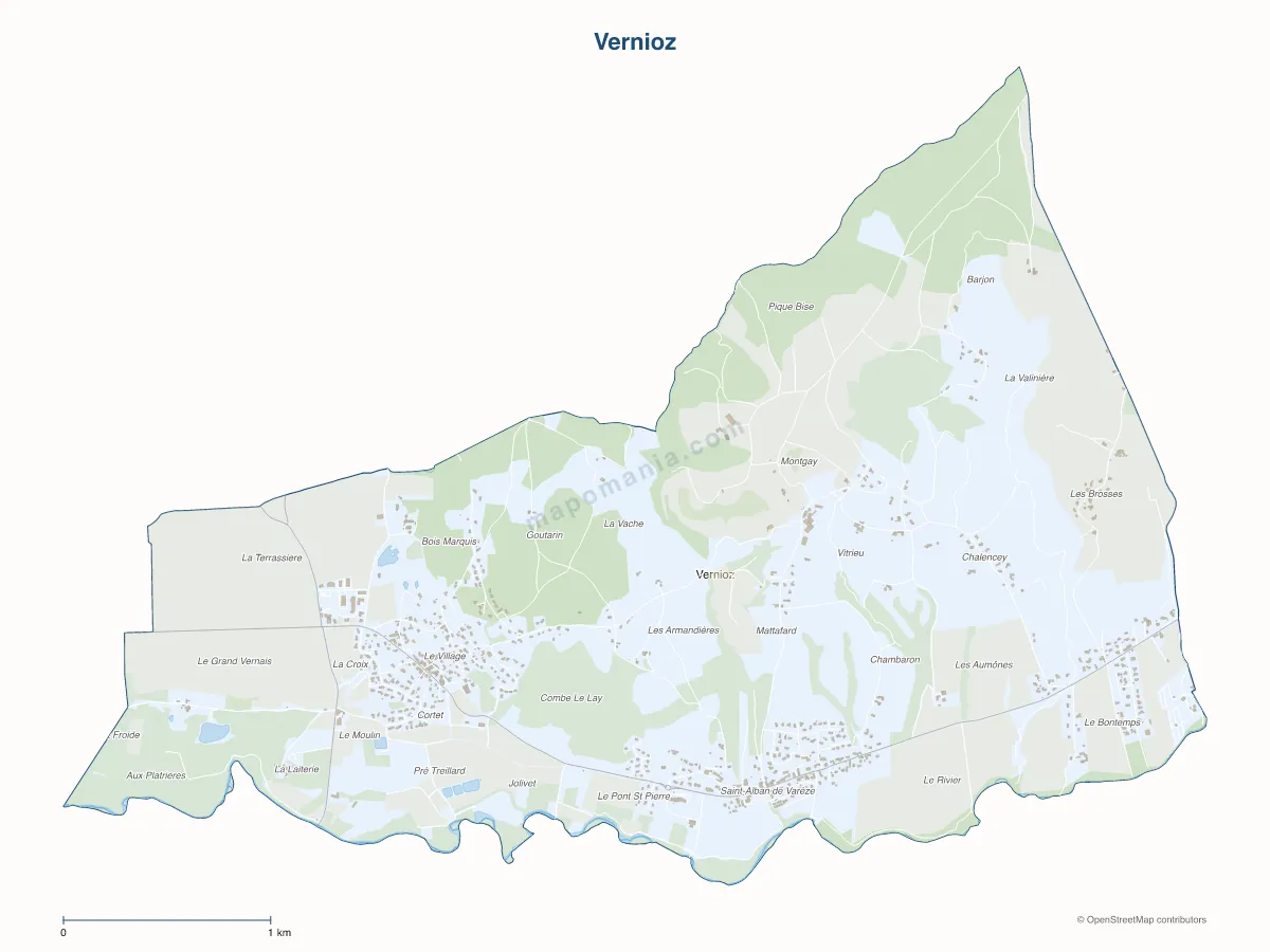 Carte de Vernioz à personnaliser