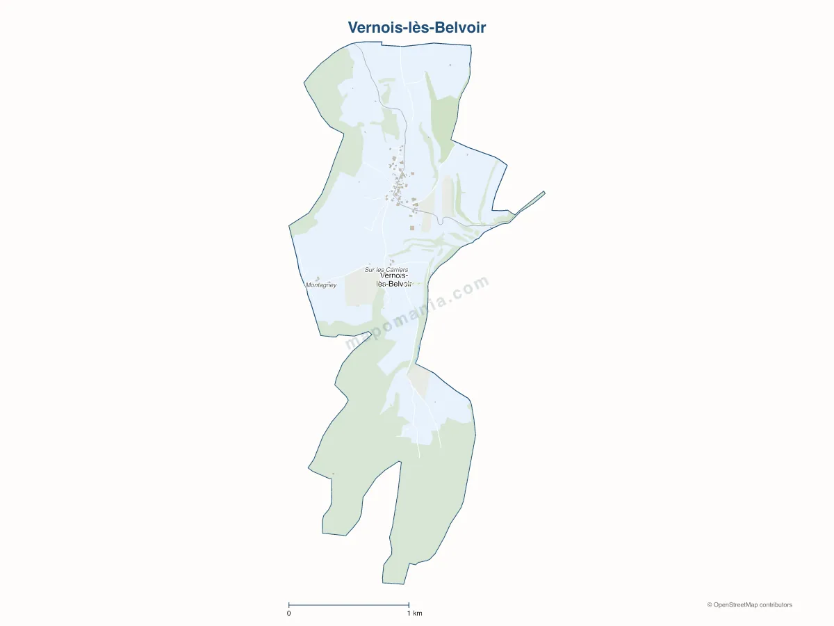 Carte de Vernois-lès-Belvoir à personnaliser