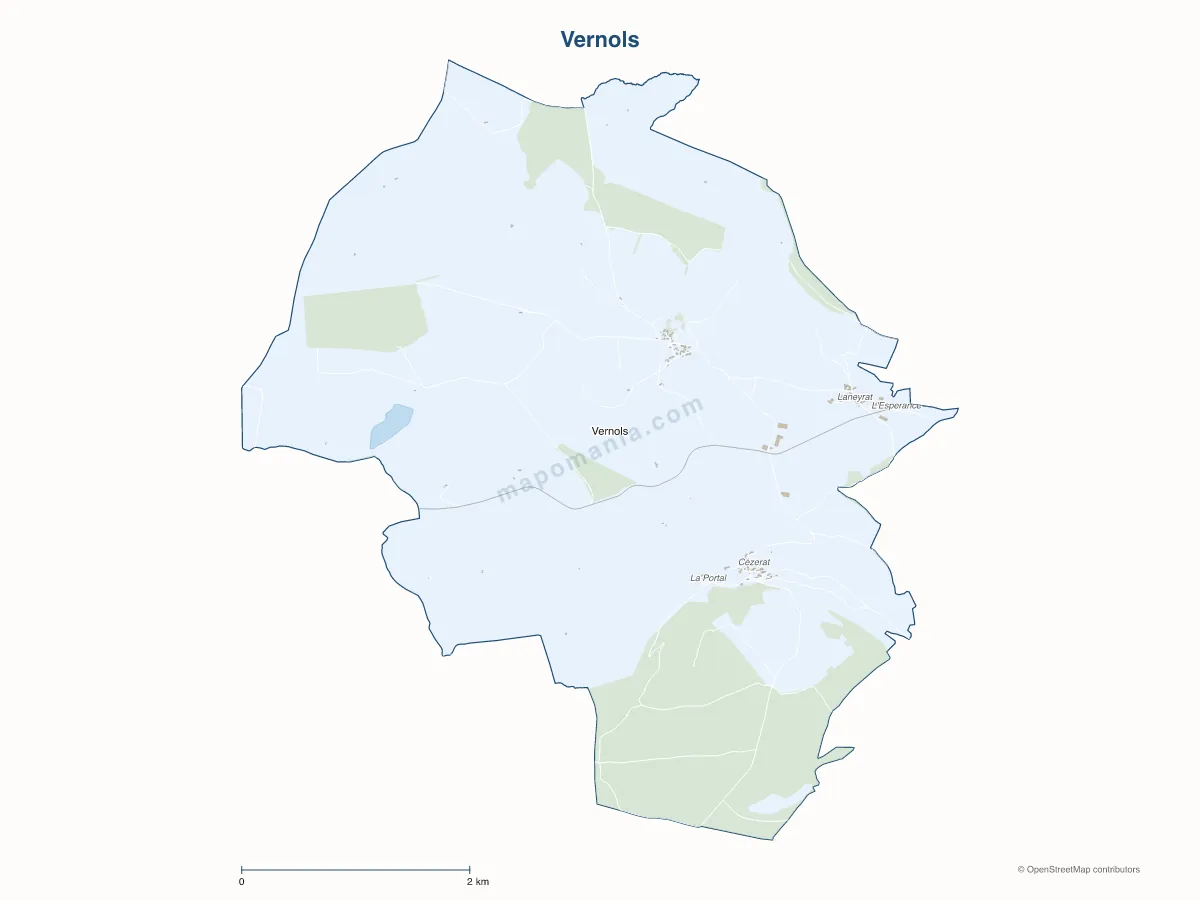 Carte de Vernols à personnaliser