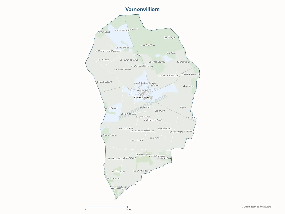 Carte de Vernonvilliers à personnaliser