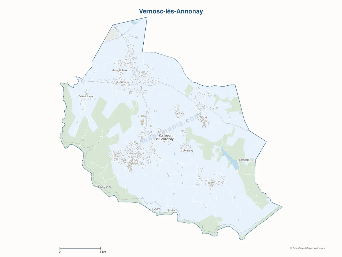 Carte de Vernosc-lès-Annonay à personnaliser