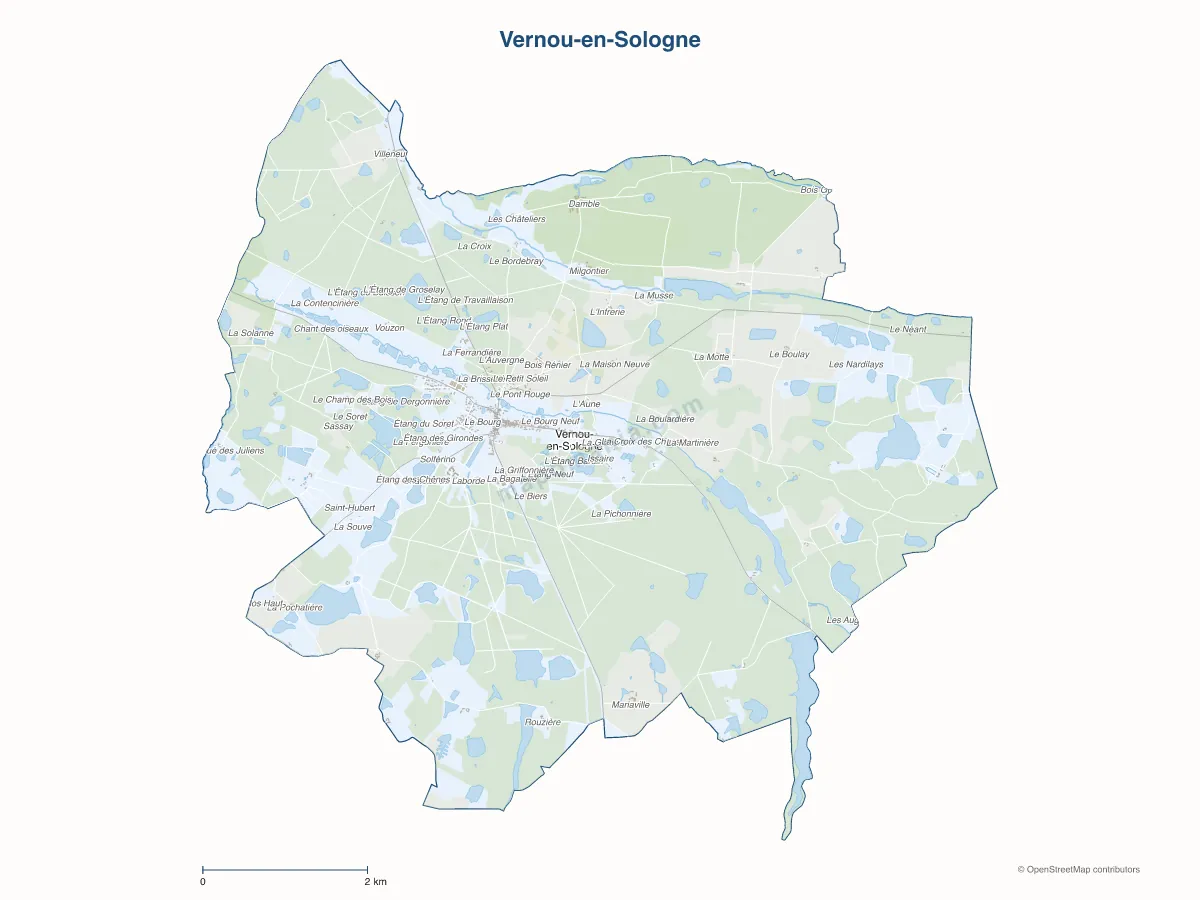 Carte de Vernou-en-Sologne à personnaliser