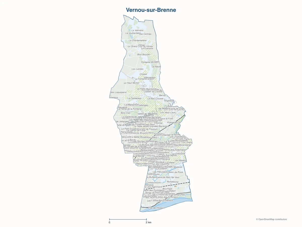Carte de Vernou-sur-Brenne à personnaliser