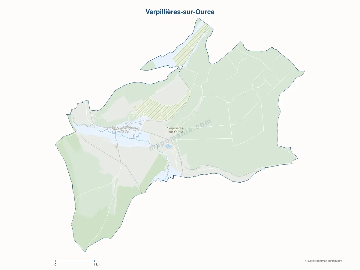 Carte de Verpillières-sur-Ource à personnaliser