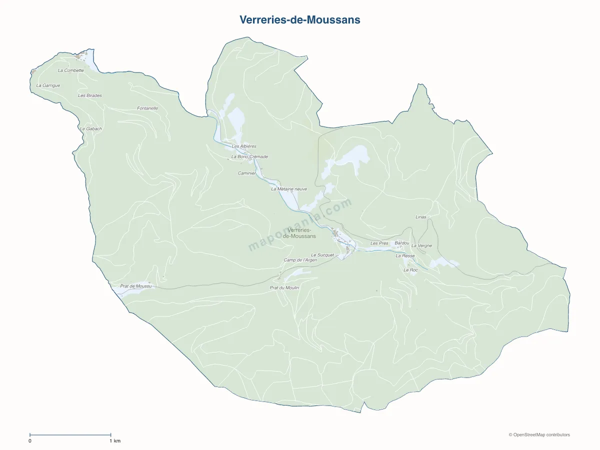 Carte de Verreries-de-Moussans à personnaliser