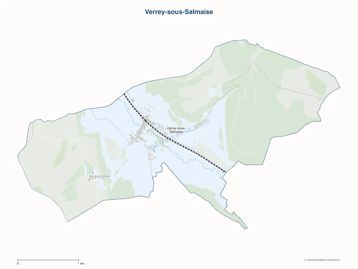 Carte de Verrey-sous-Salmaise à personnaliser