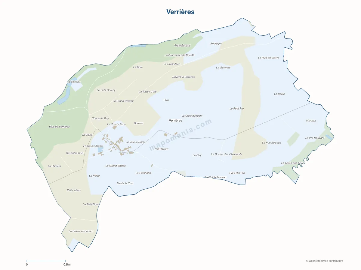 Carte de Verrières à personnaliser