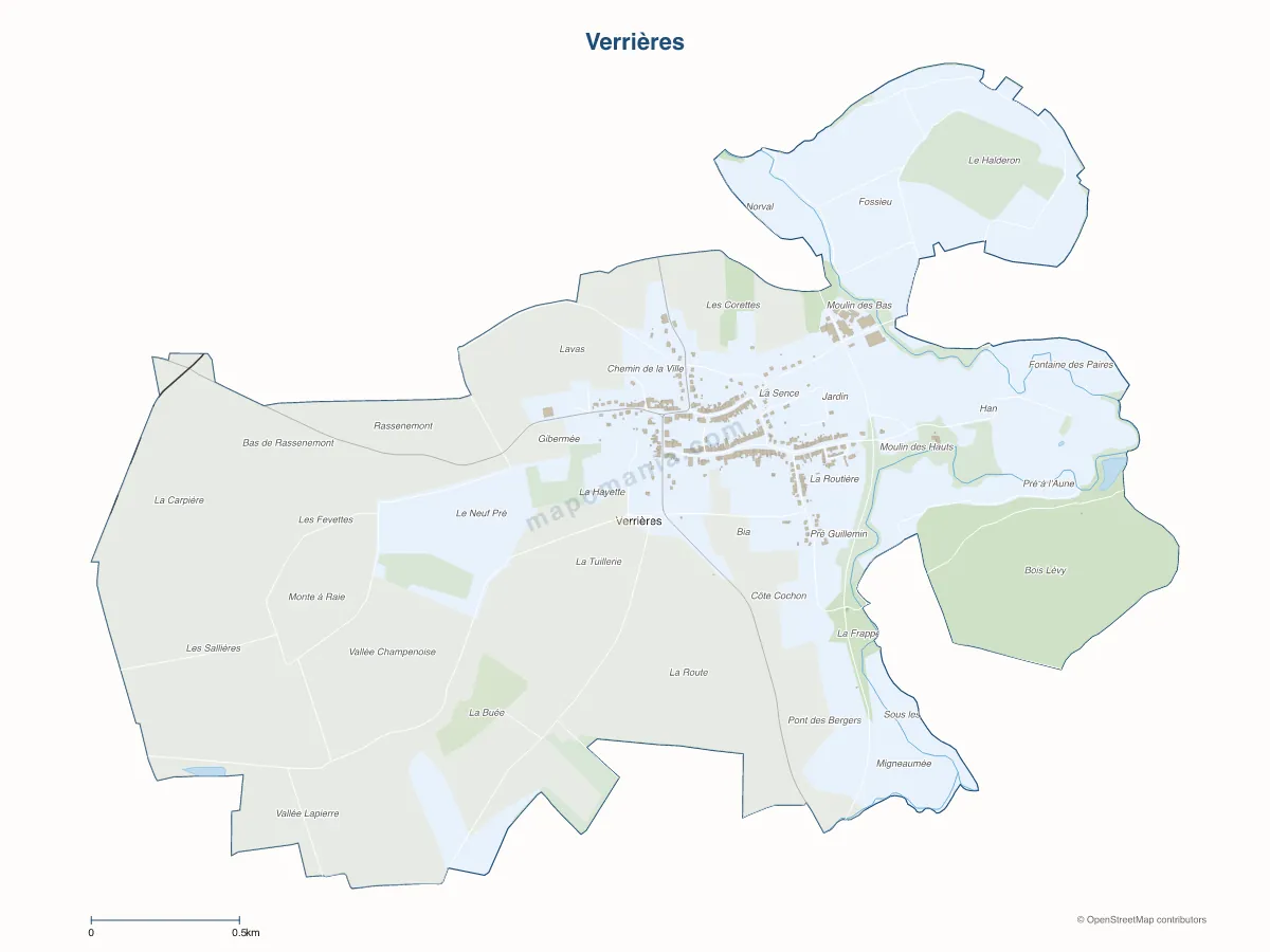 Carte de Verrières à personnaliser