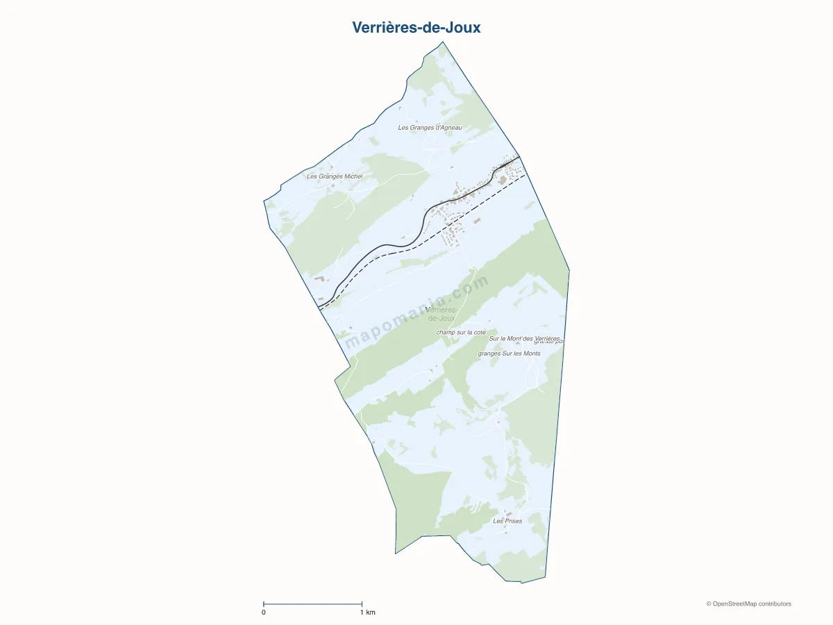Carte de Verrières-de-Joux à personnaliser