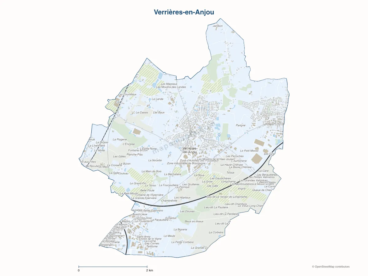 Carte de Verrières-en-Anjou à personnaliser