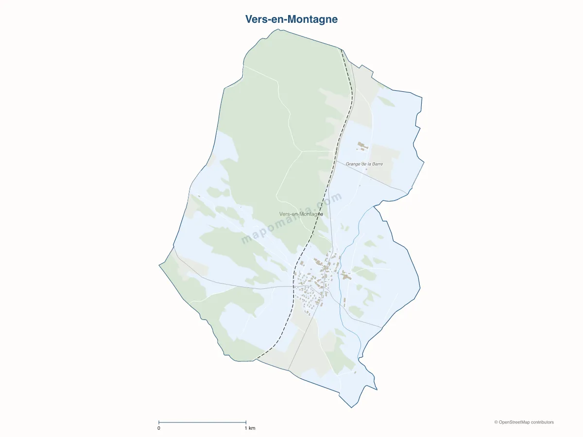 Carte de Vers-en-Montagne à personnaliser