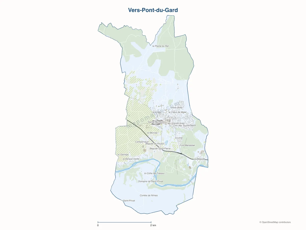 Carte de Vers-Pont-du-Gard à personnaliser