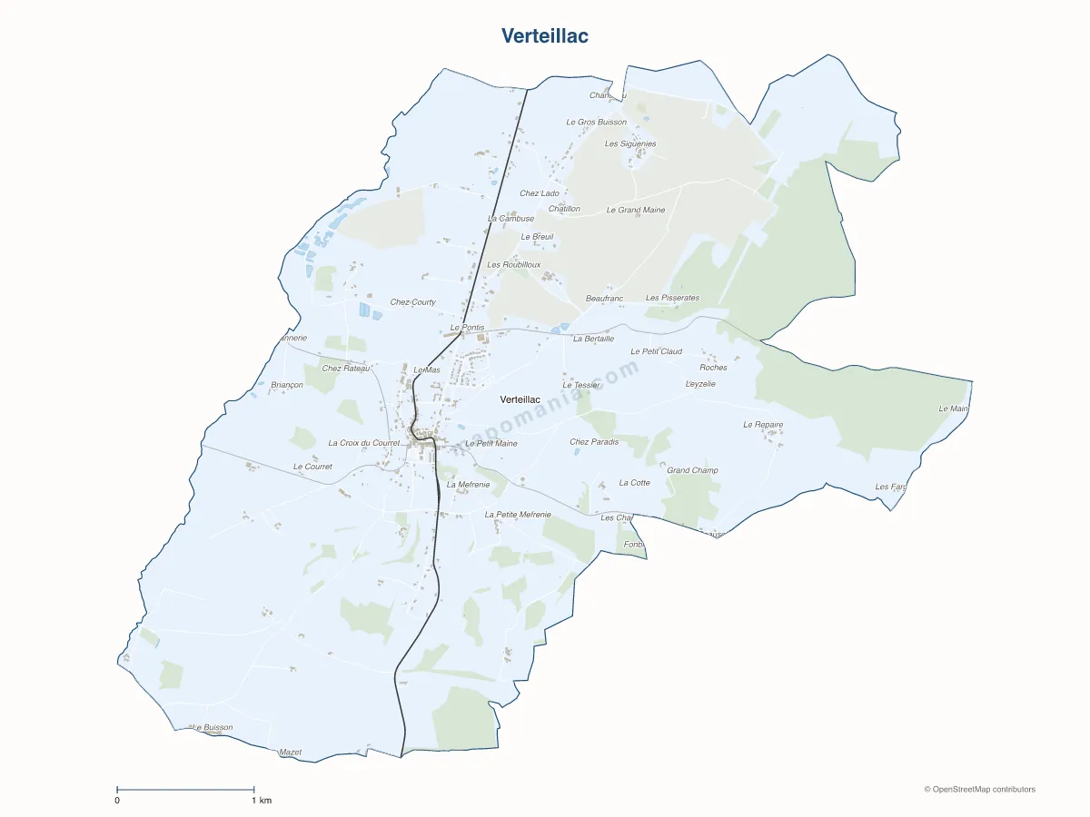 Carte de Verteillac à personnaliser