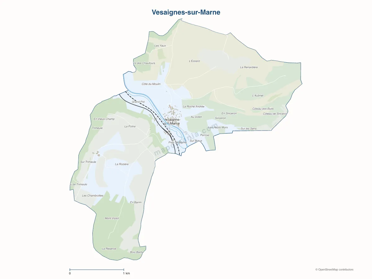 Carte de Vesaignes-sur-Marne à personnaliser