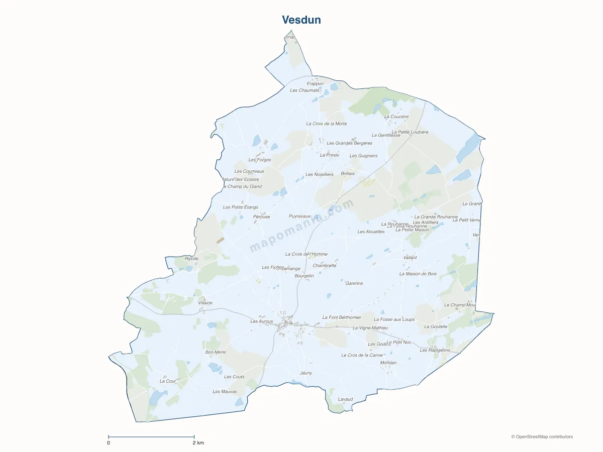 Carte de Vesdun à personnaliser