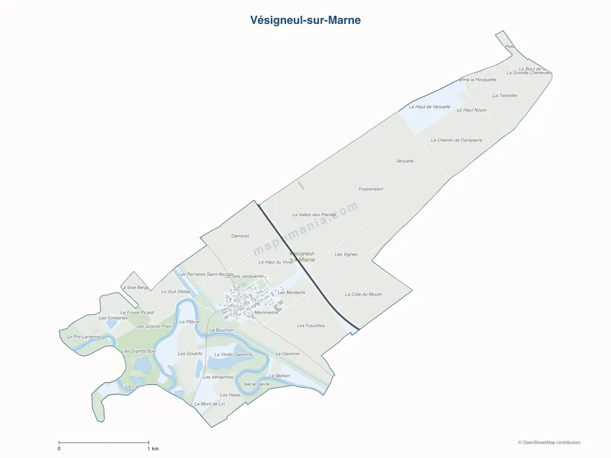 Carte de Vésigneul-sur-Marne à personnaliser