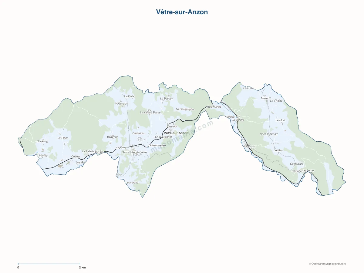 Carte de Vêtre-sur-Anzon à personnaliser