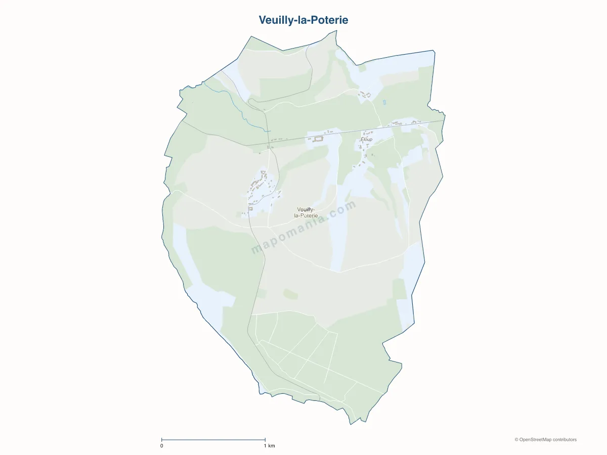 Carte de Veuilly-la-Poterie à personnaliser