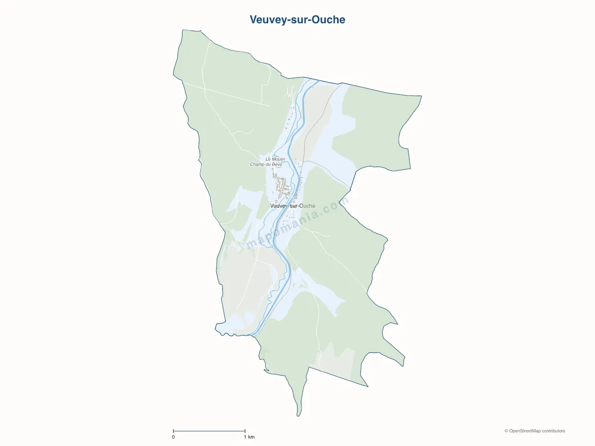 Carte de Veuvey-sur-Ouche à personnaliser