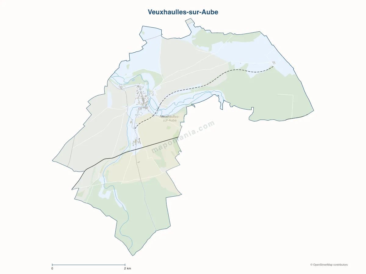 Carte de Veuxhaulles-sur-Aube à personnaliser