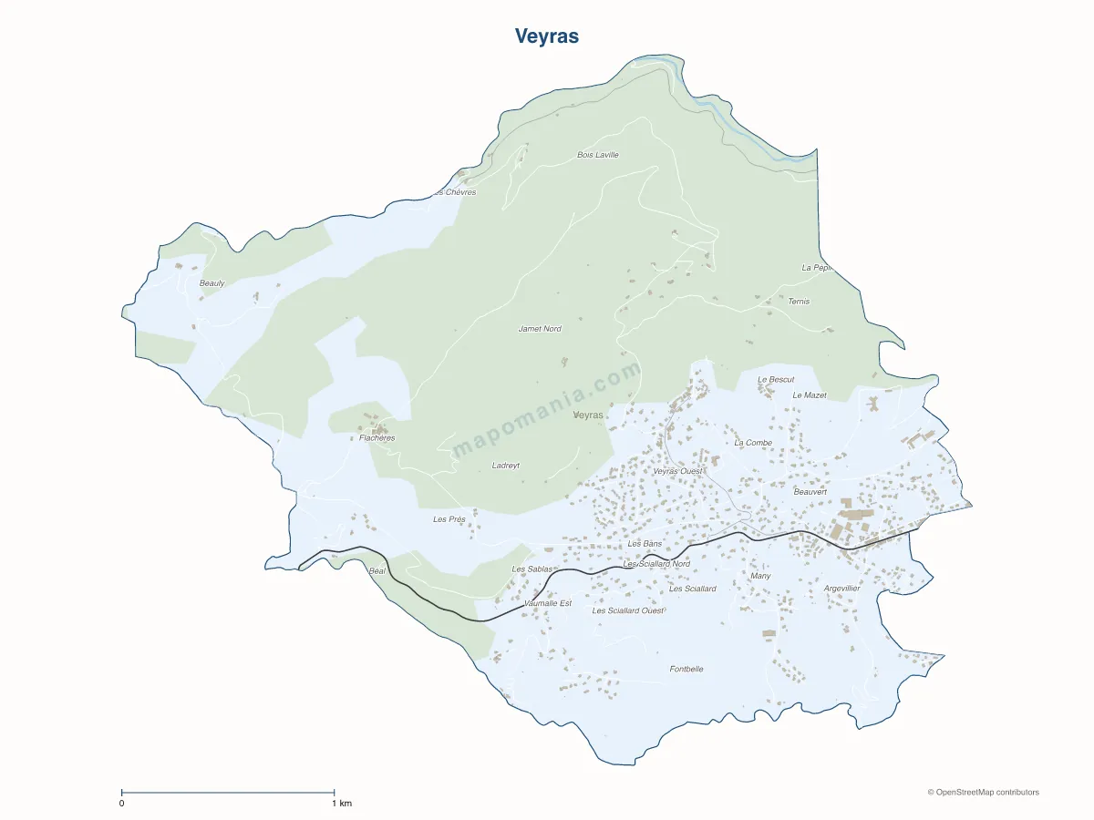 Carte de Veyras à personnaliser