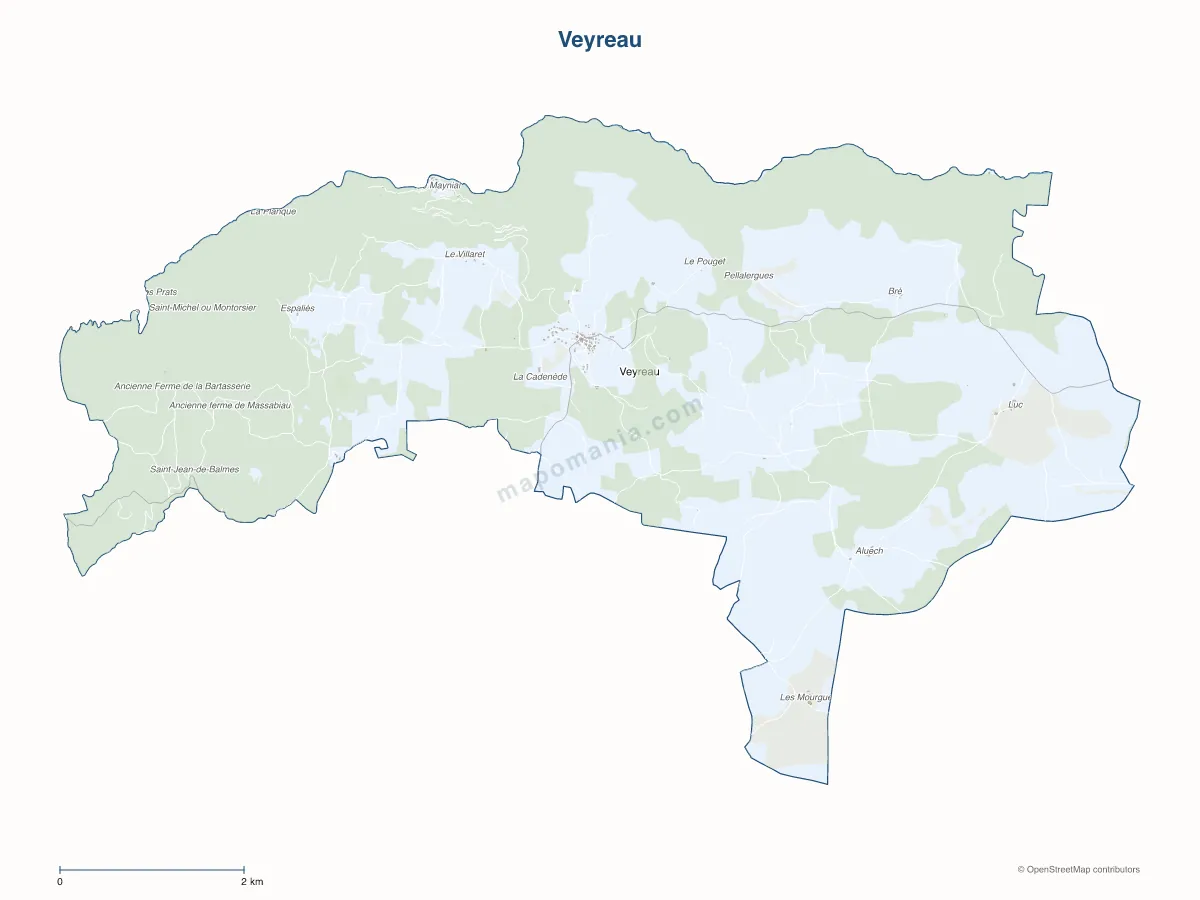 Carte de Veyreau à personnaliser