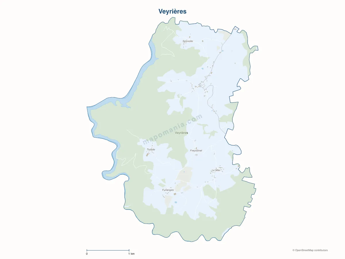 Carte de Veyrières à personnaliser