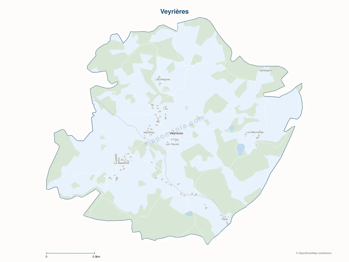 Carte de Veyrières à personnaliser