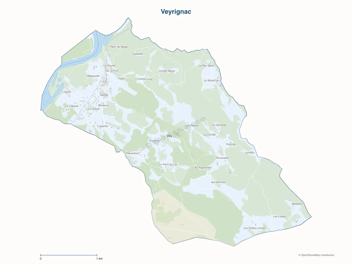 Carte de Veyrignac à personnaliser