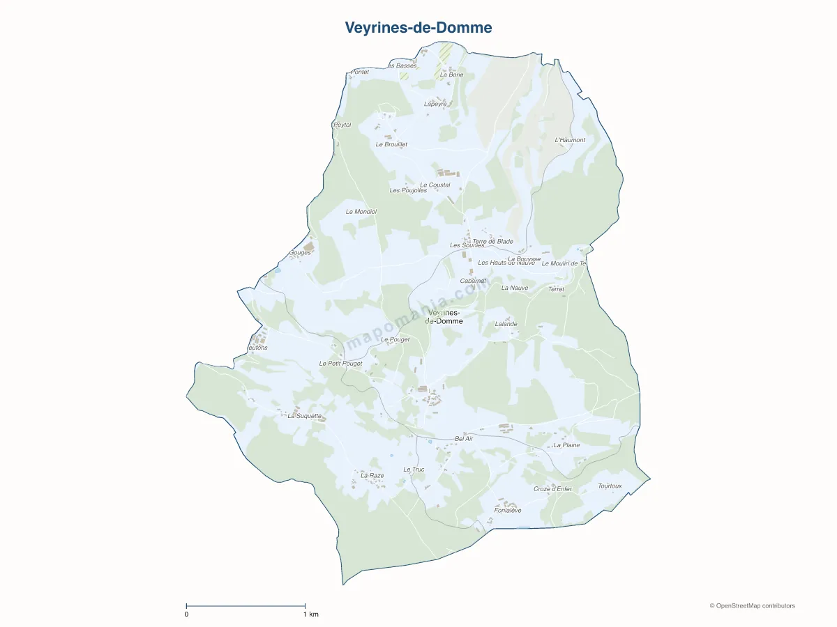 Carte de Veyrines-de-Domme à personnaliser