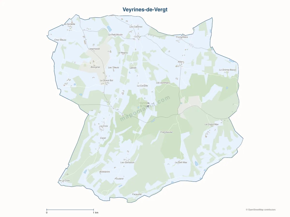 Carte de Veyrines-de-Vergt à personnaliser