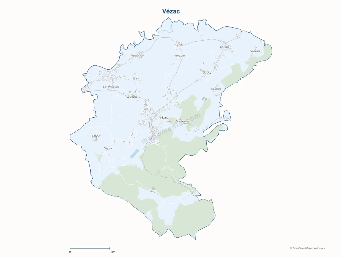 Carte de Vézac à personnaliser