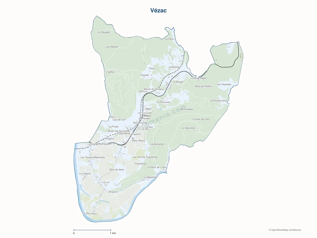 Carte de Vézac à personnaliser