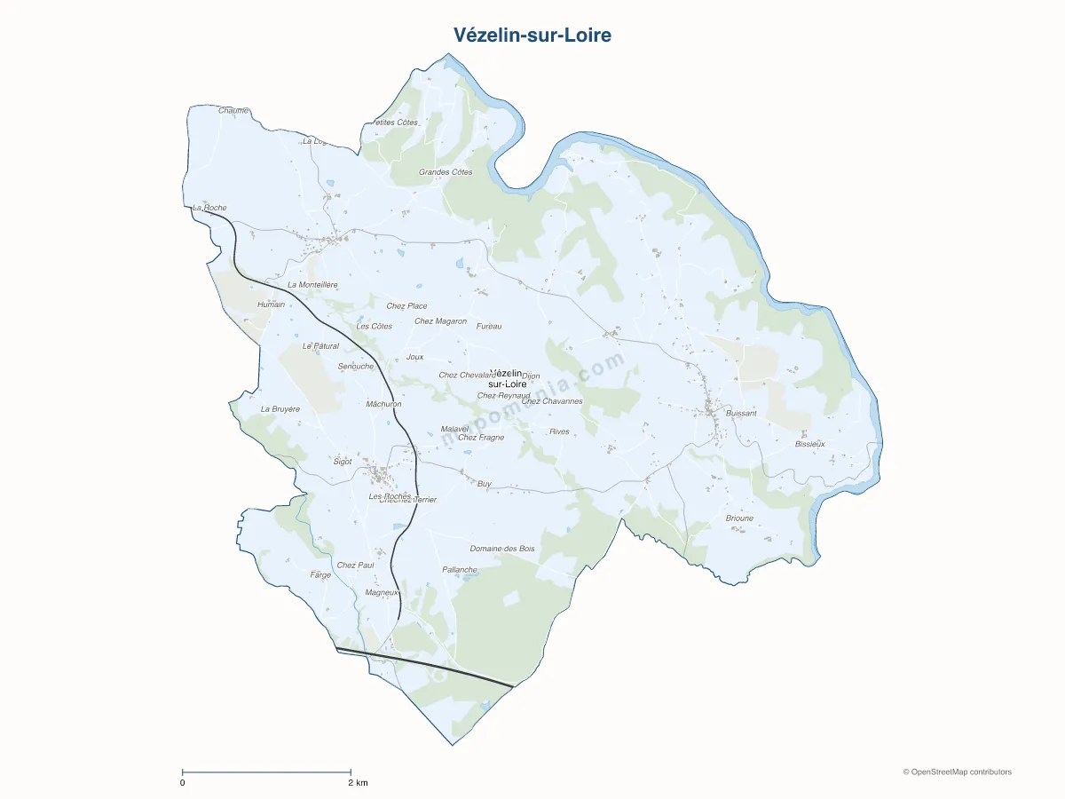 Carte de Vézelin-sur-Loire à personnaliser