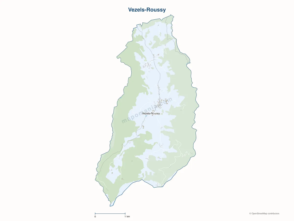 Carte de Vezels-Roussy à personnaliser