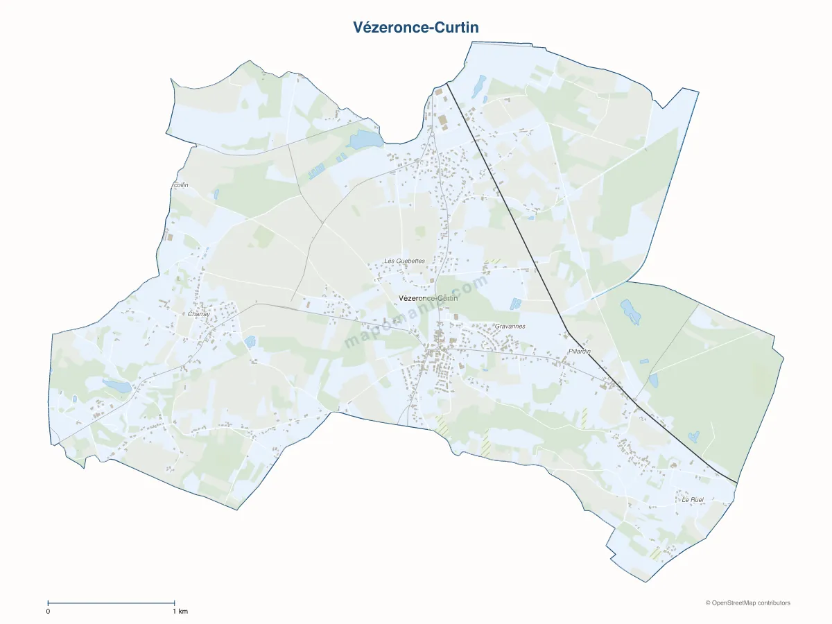 Carte de Vézeronce-Curtin à personnaliser