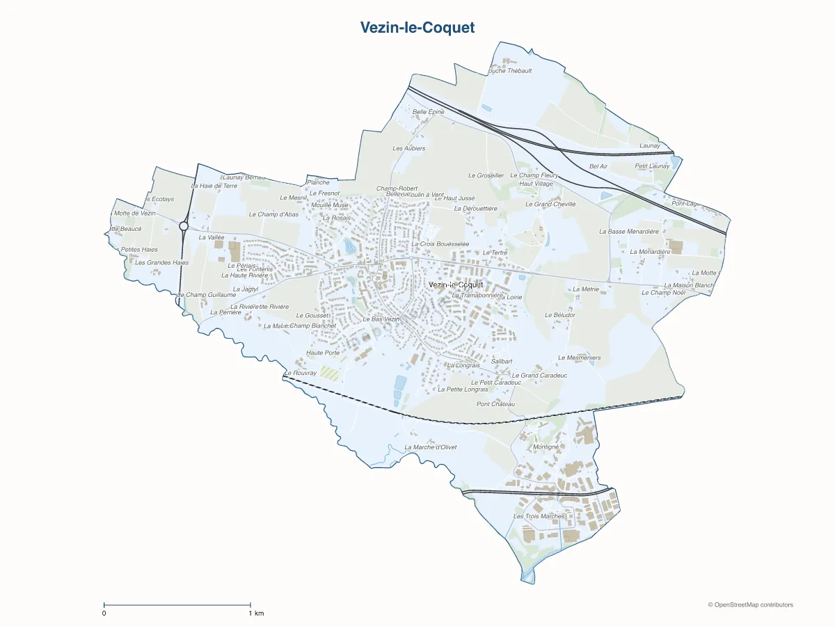 Carte de Vezin-le-Coquet à personnaliser