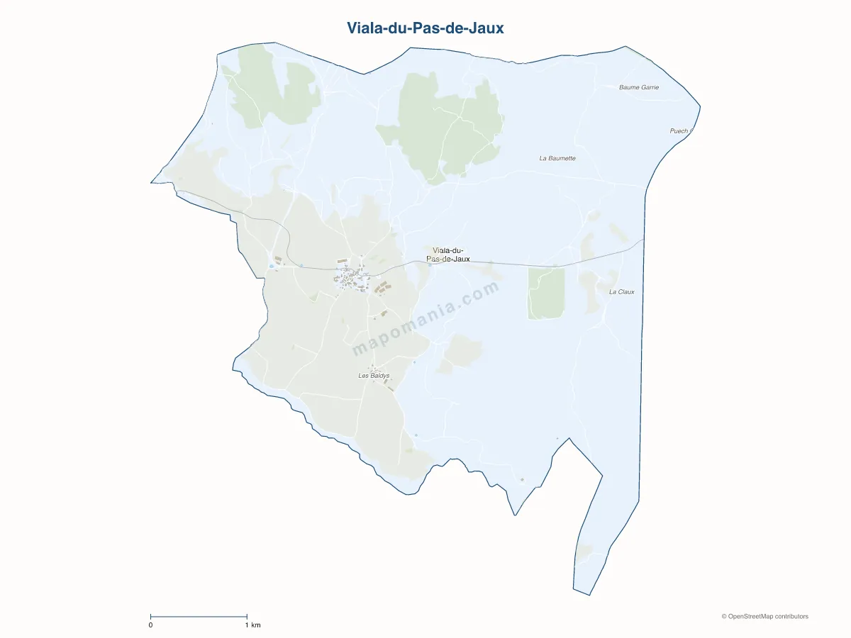 Carte de Viala-du-Pas-de-Jaux à personnaliser