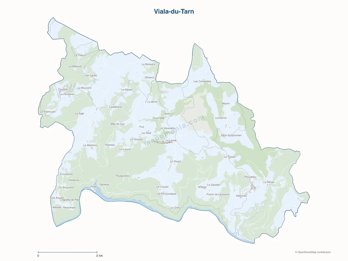 Carte de Viala-du-Tarn à personnaliser