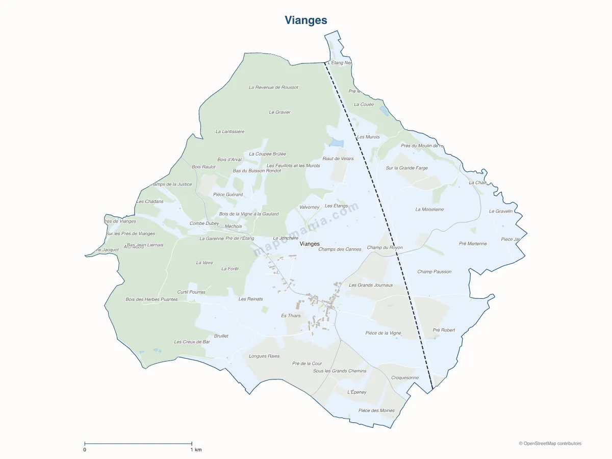 Carte de Vianges à personnaliser