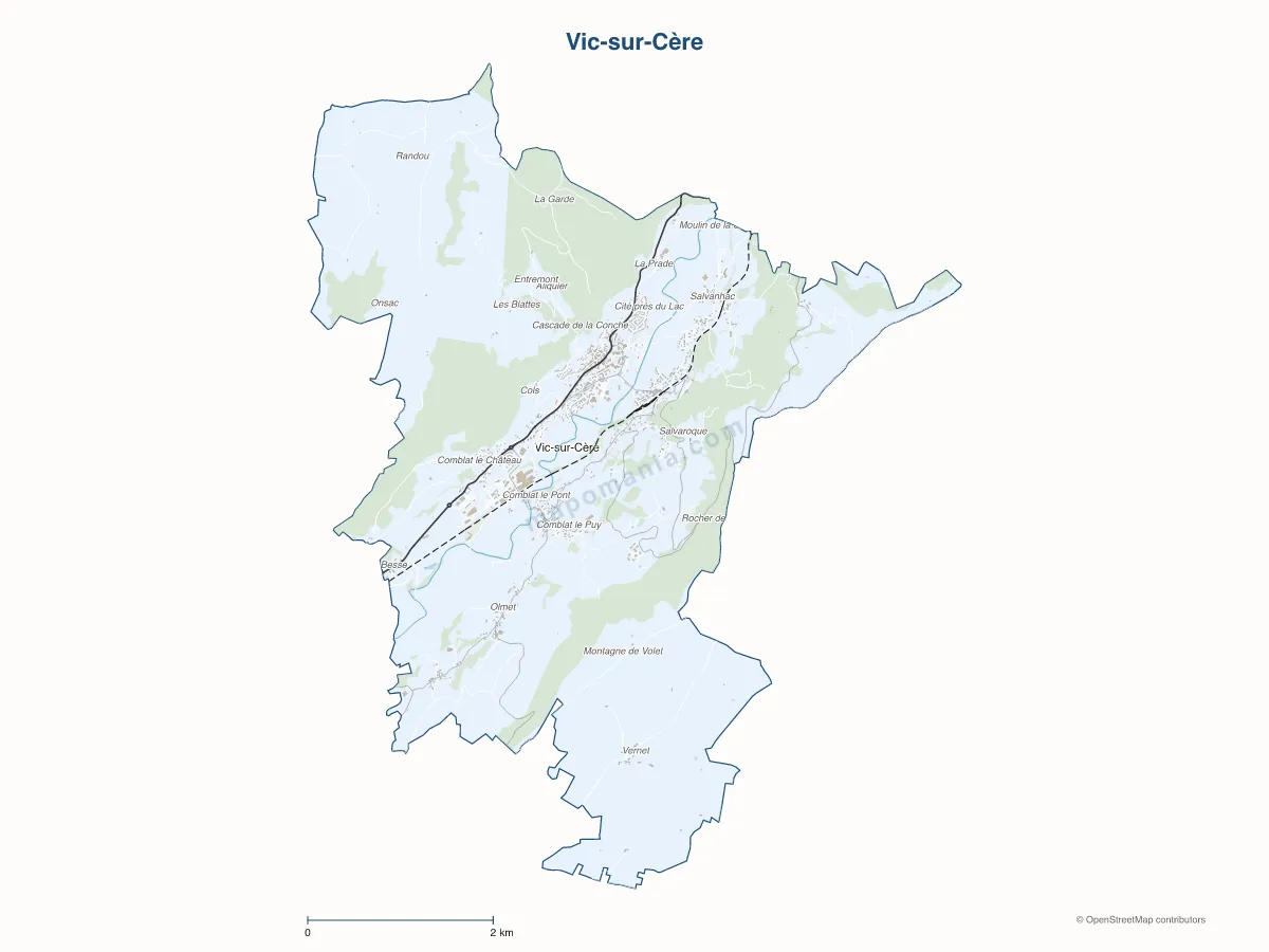 Carte de Vic-sur-Cère à personnaliser
