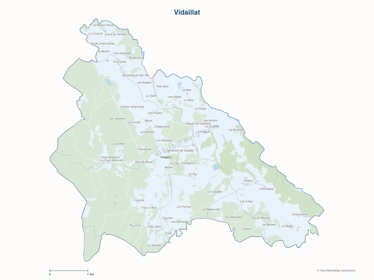 Carte de Vidaillat à personnaliser