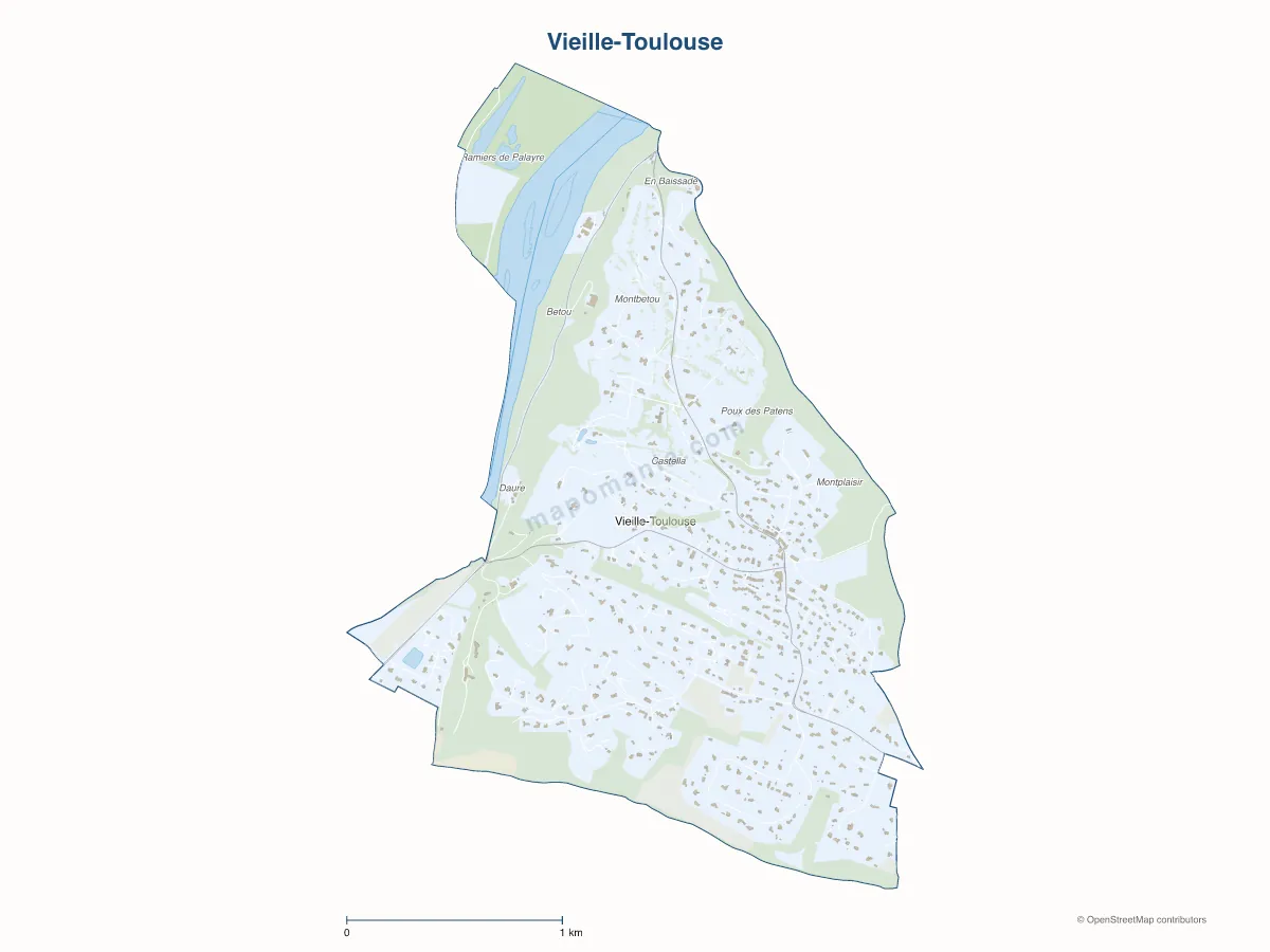 Carte de Vieille-Toulouse à personnaliser
