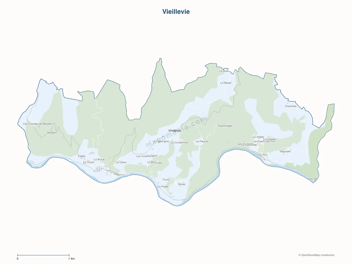 Carte de Vieillevie à personnaliser