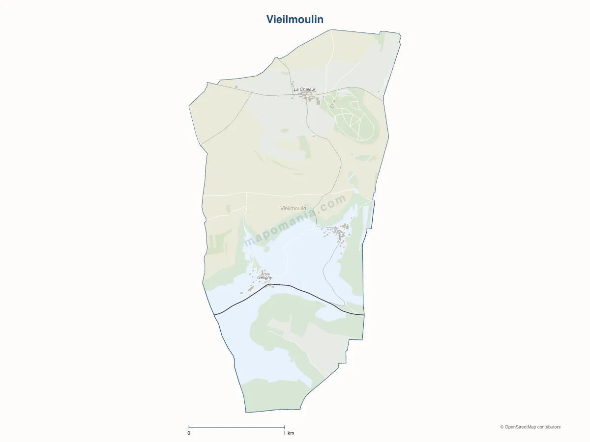 Carte de Vieilmoulin à personnaliser