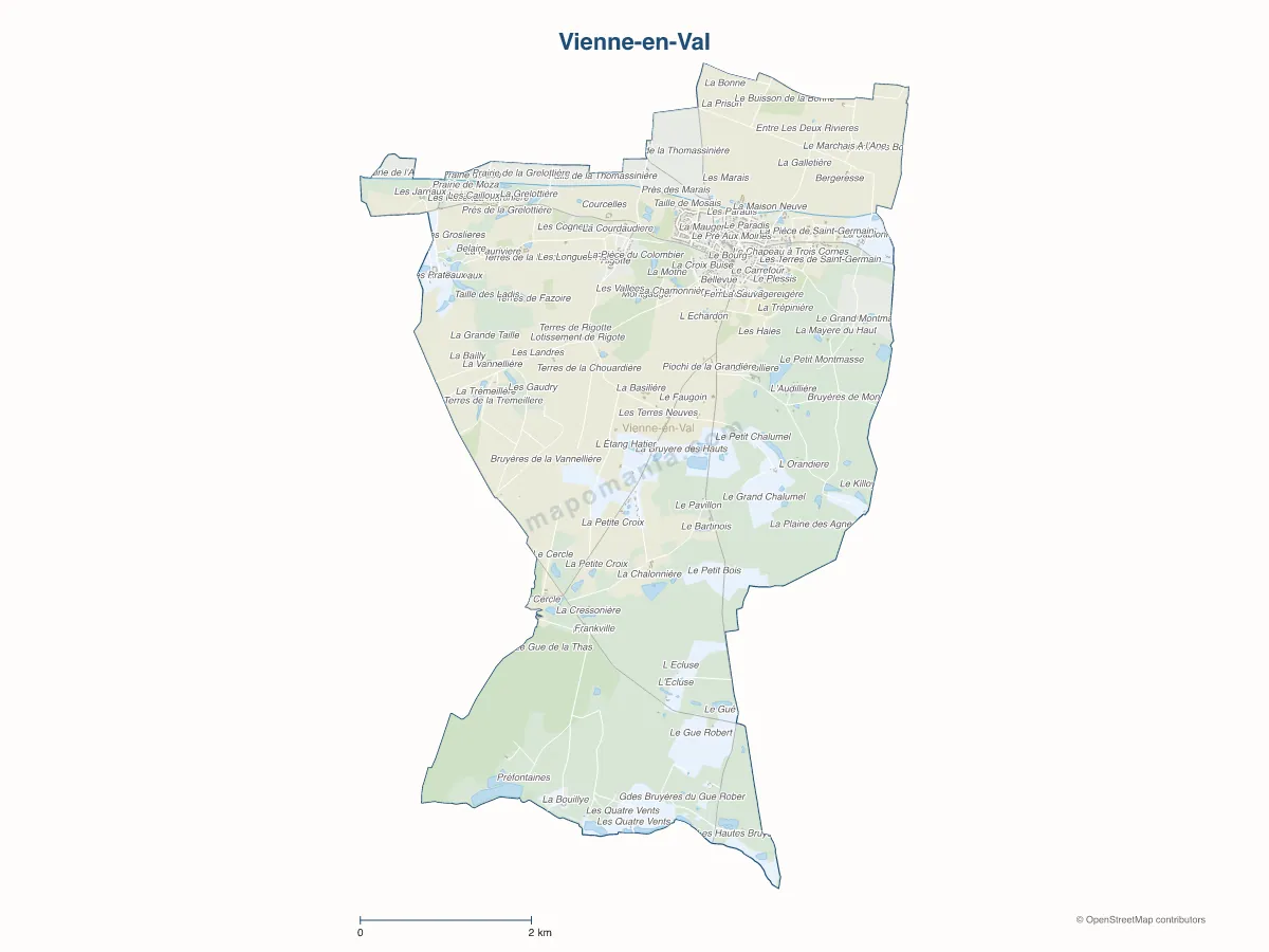 Carte de Vienne-en-Val à personnaliser