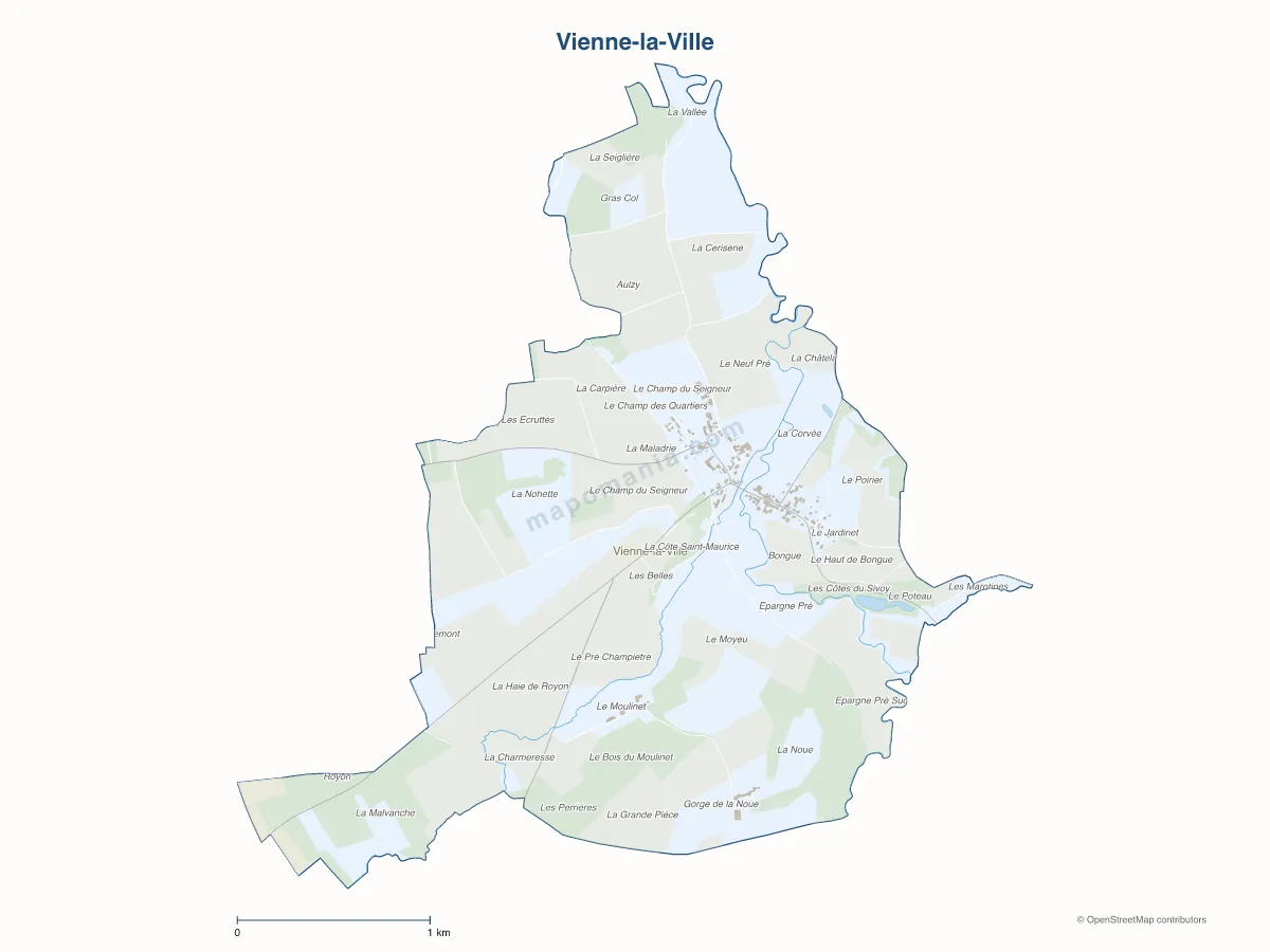 Carte de Vienne-la-Ville à personnaliser