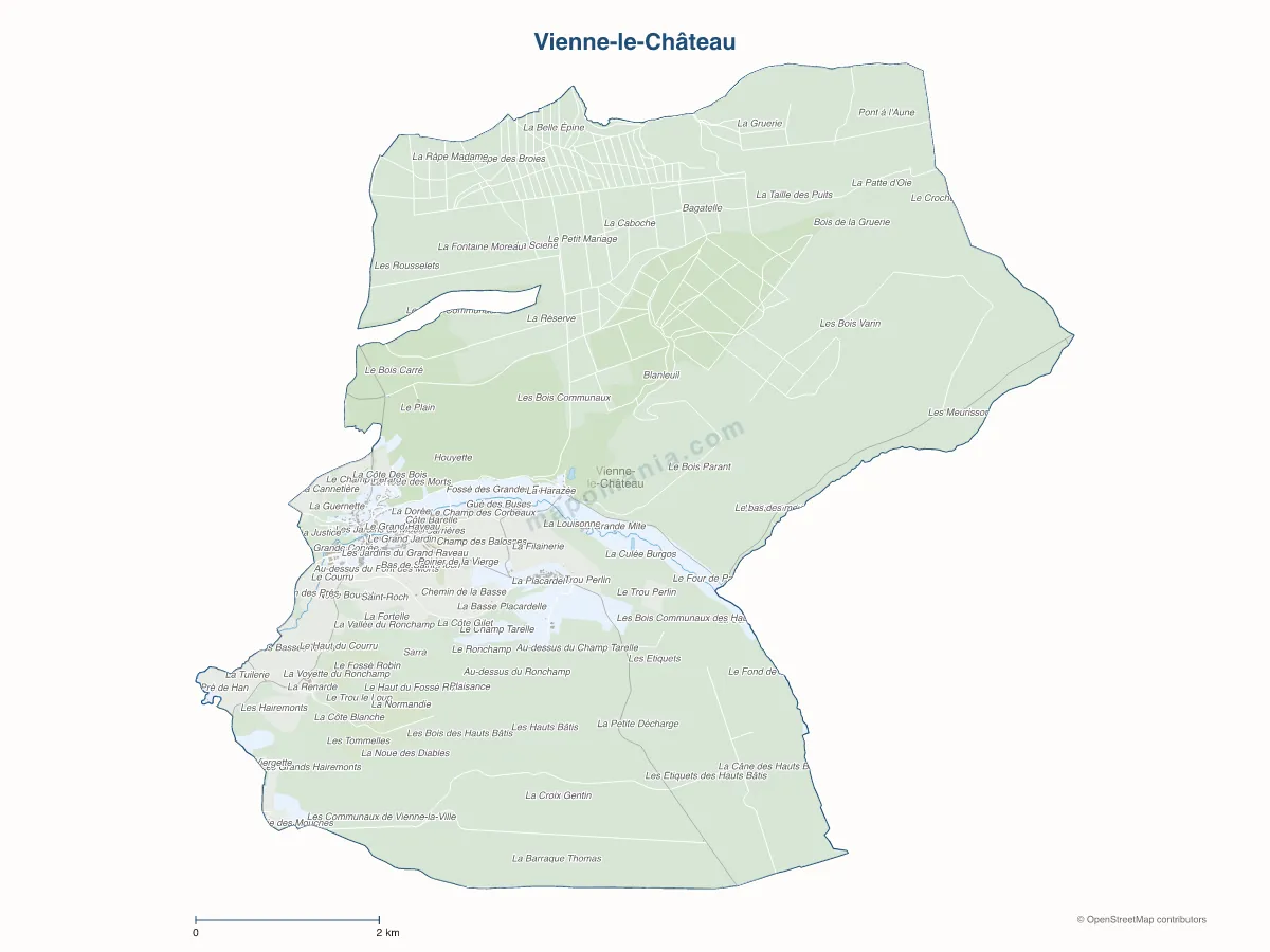 Carte de Vienne-le-Château à personnaliser