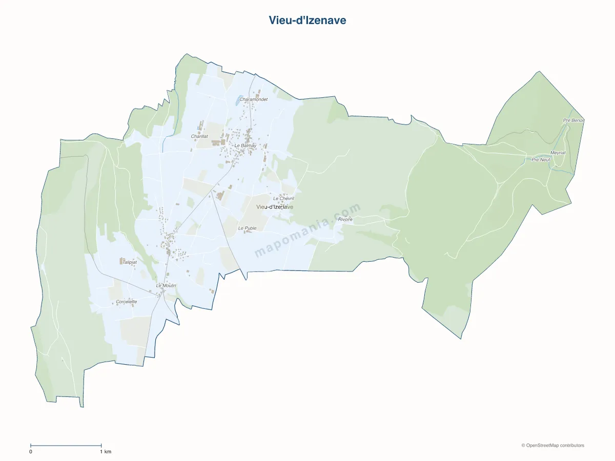 Carte de Vieu-d'Izenave à personnaliser
