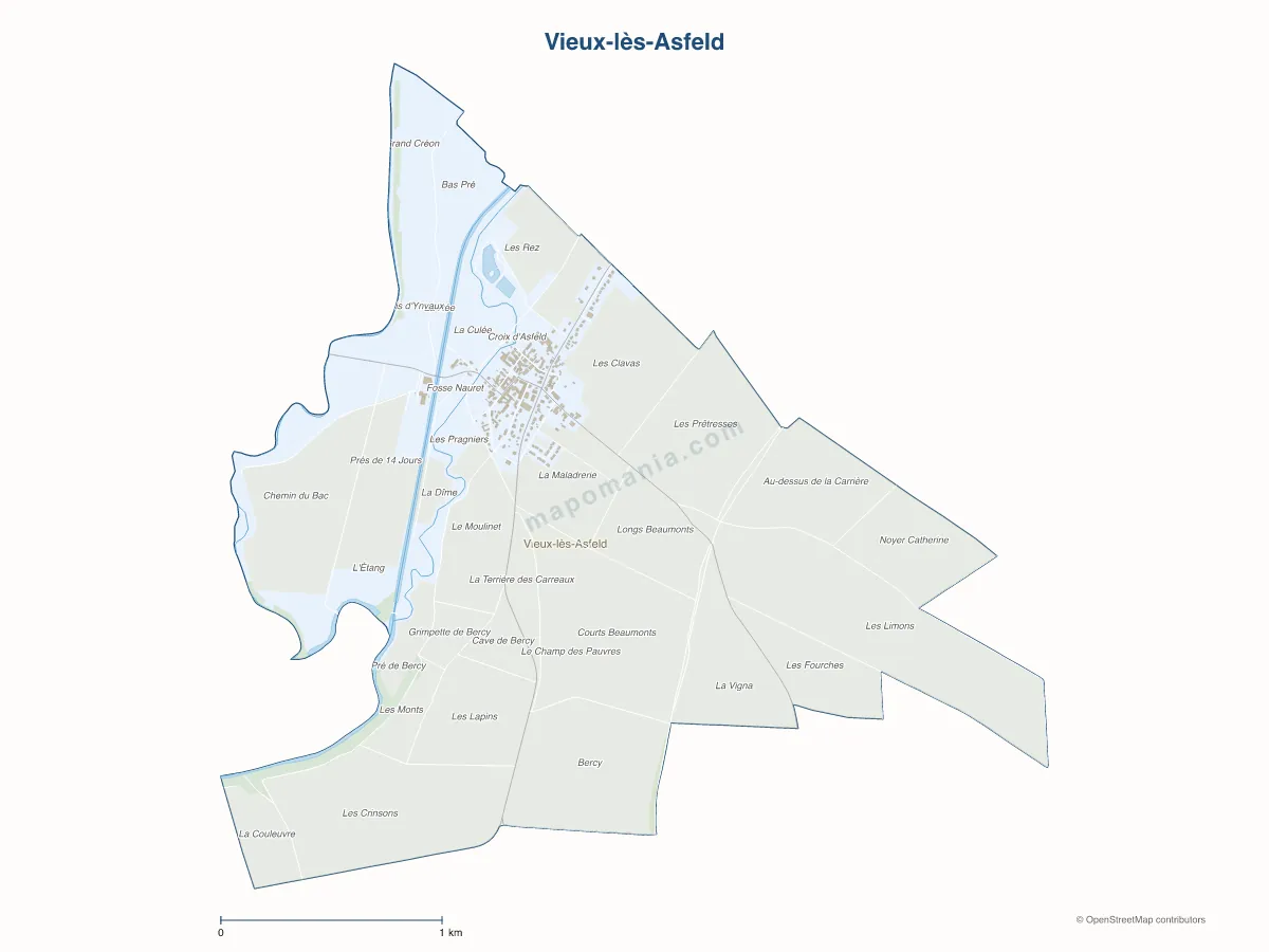 Carte de Vieux-lès-Asfeld à personnaliser